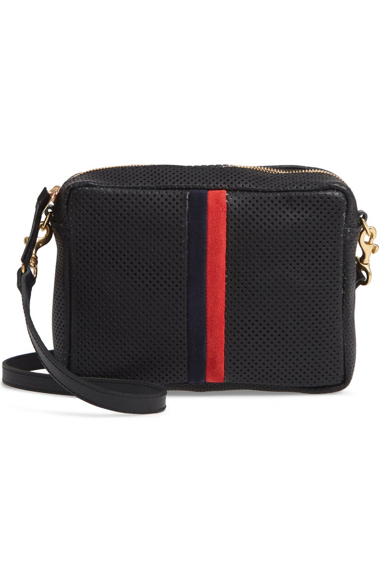 Clare V. Midi Sac Perforated Leather Crossbody Bag, Main, color,
