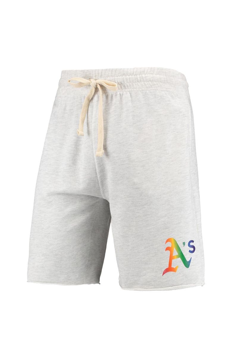 CONCEPTS SPORT Men's Concepts Sport Oatmeal Oakland Athletics Mainstream Logo Terry Tri-Blend Shorts, Alternate, color, Oatmeal