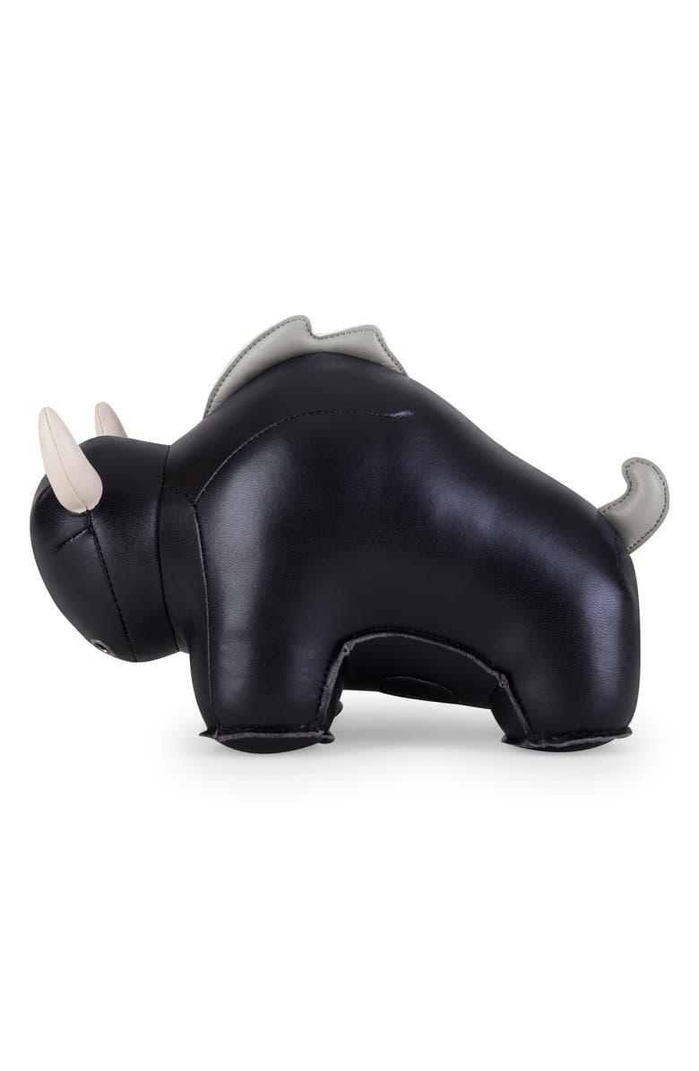 Zuny Bull Buloo Faux Leather Bookend, Alternate, color, Black Wheat