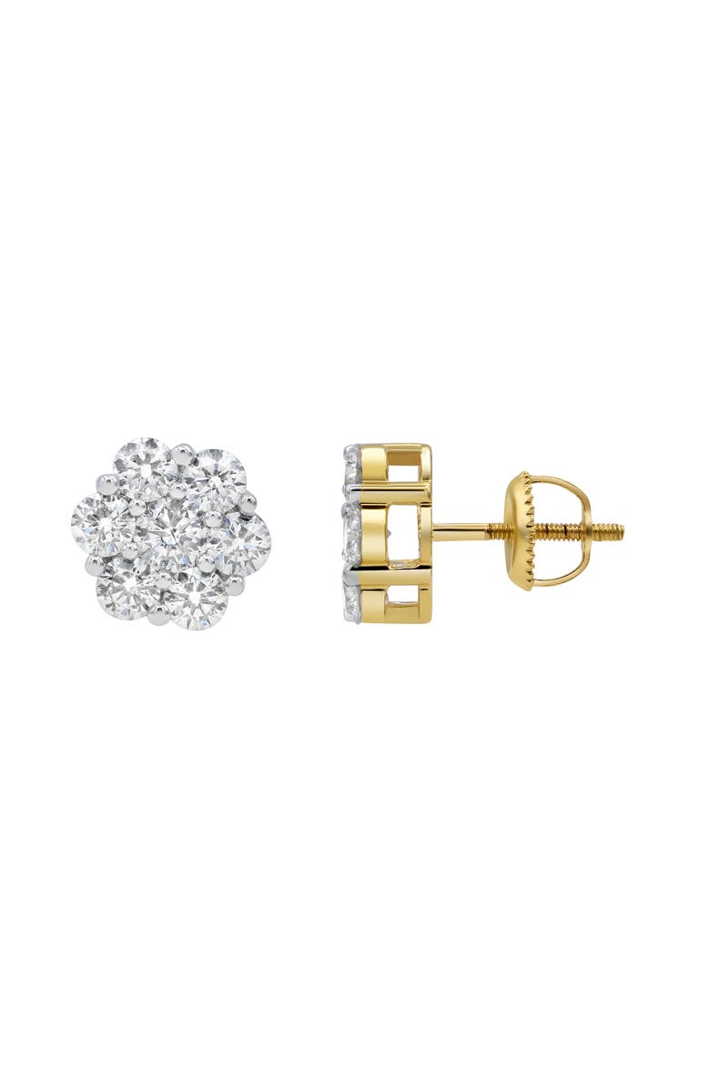 Classic 14K Yellow Gold Diamond Cluster Earrings - 2.03ct., Alternate, color, 14K Yellow Gold
