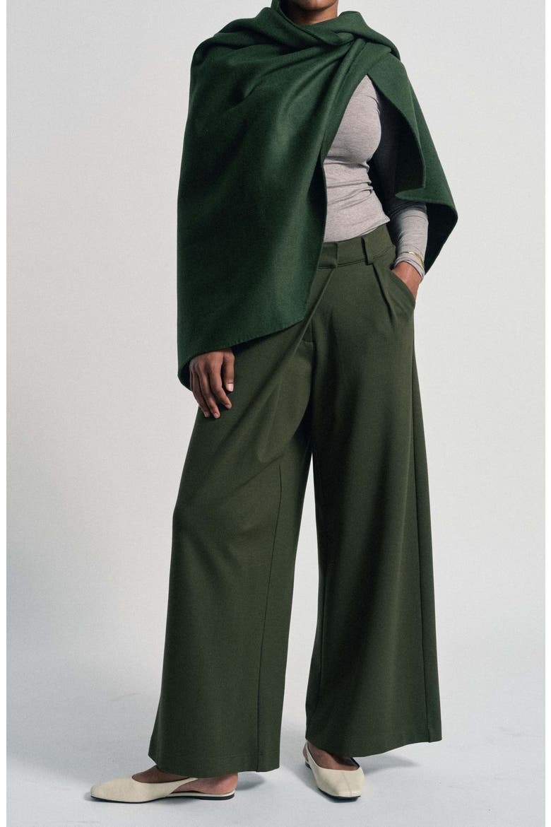 Abi High Waist Wide Leg Ponte Pants, Alternate, color, KOMBU GREEN