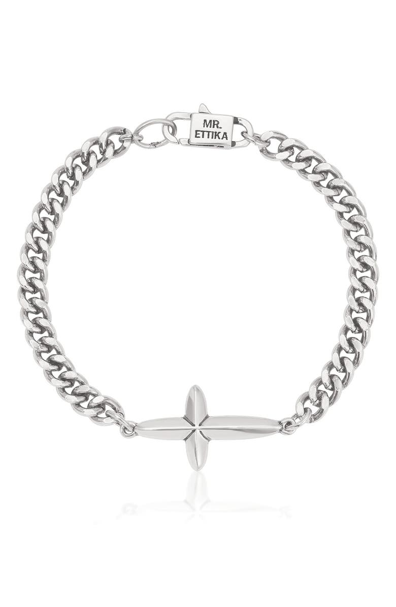 Mr. Ettika Faithful Emblem Bracelet, Main, color, Silver