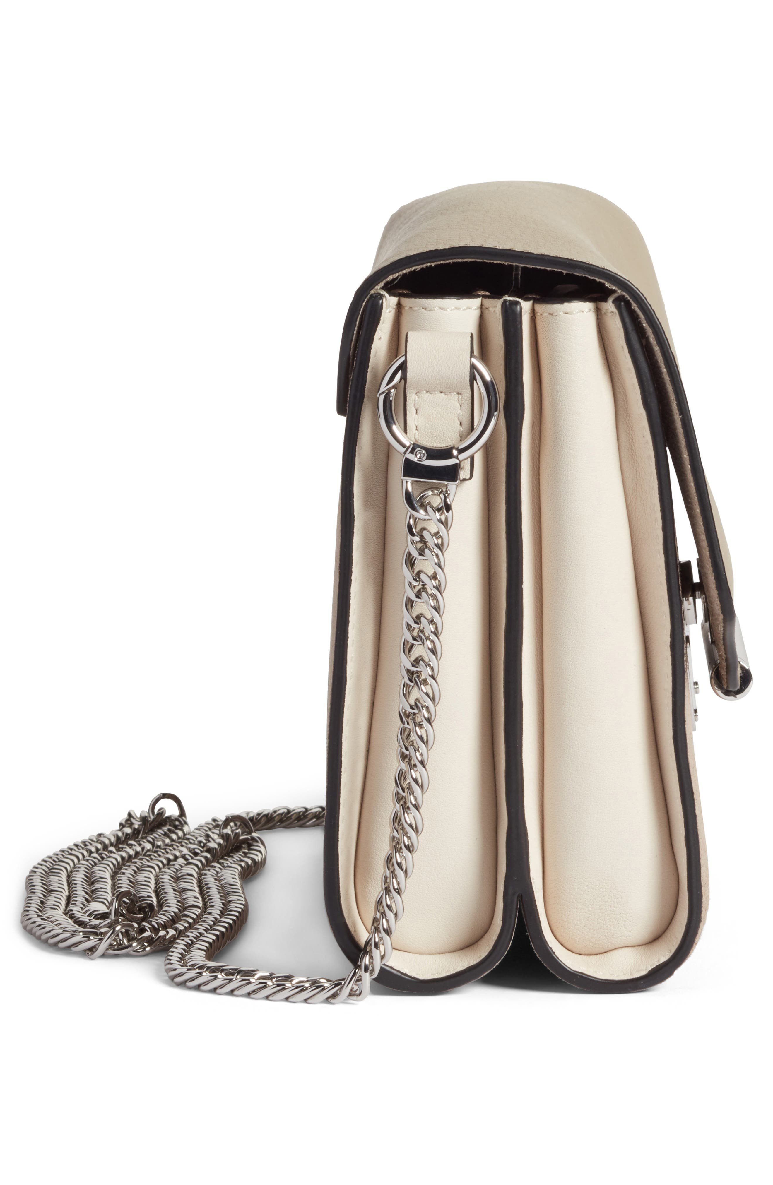 rag & bone Moto Leather & Suede Crossbody Bag, Alternate, color, Warm Grey