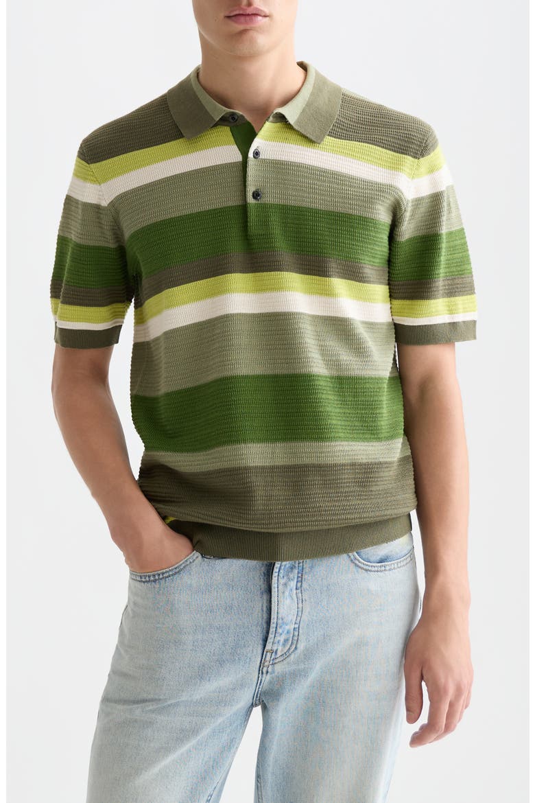 Stripe Textured Polo, Main, color, GARDEN GREEN STRIPE