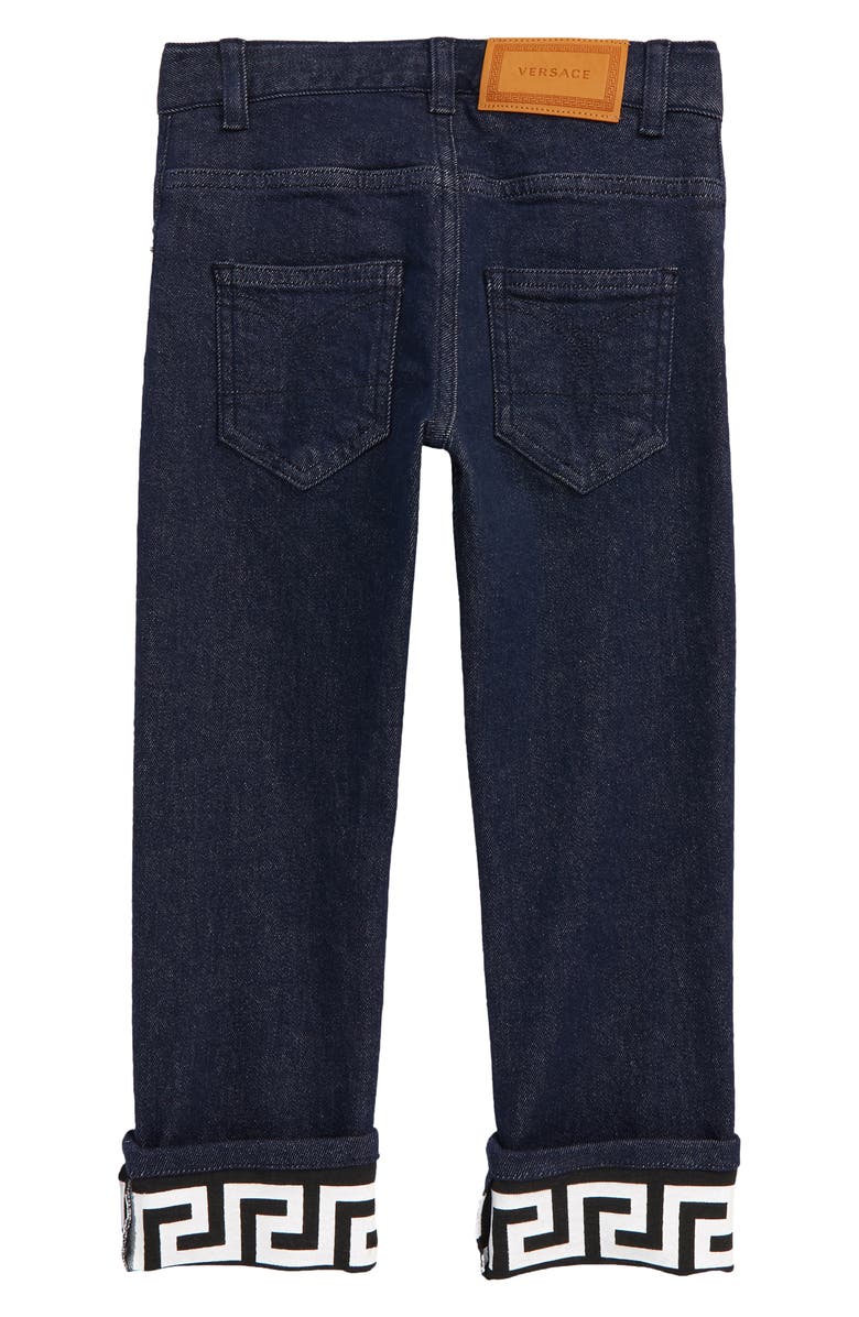 Versace Kids' Greca Cuff Jeans, Alternate, color, 