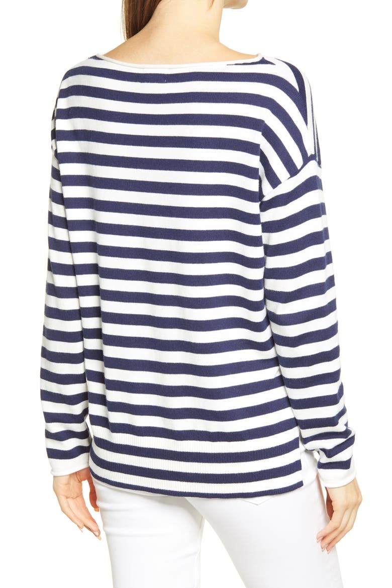 Boatneck Sweater, Alternate, color, NAVY - IVORY MARIE STRIPE