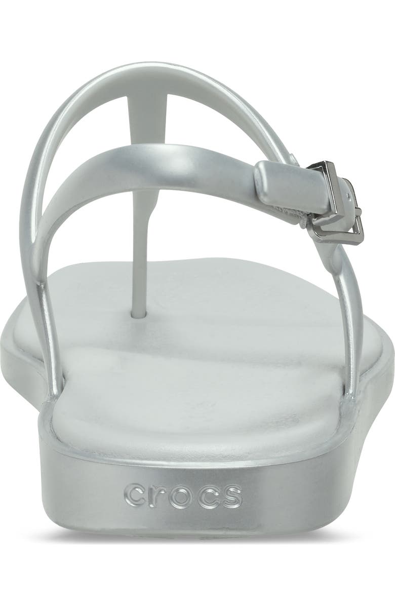 CROCS Miami Metallic T-Strap Sandal, Alternate, color, Silver