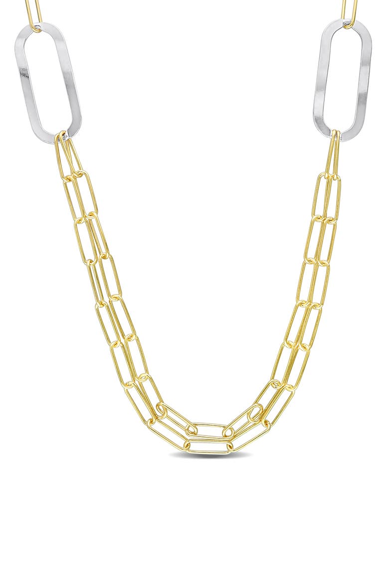 Two-Tone Paperclip Chain Necklace, Main, color, GOLD