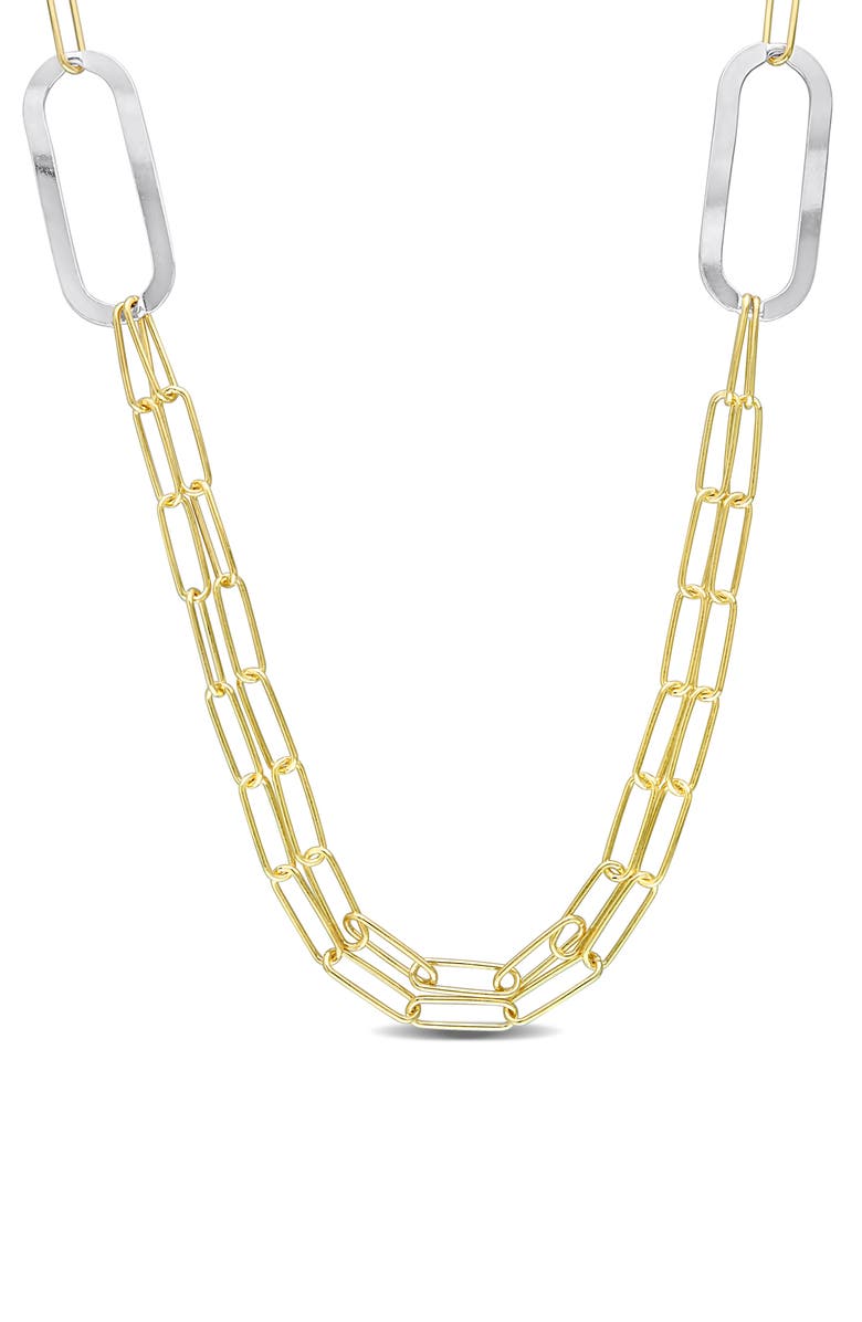 DELMAR Two-Tone Paperclip Chain Necklace, Main, color, Gold
