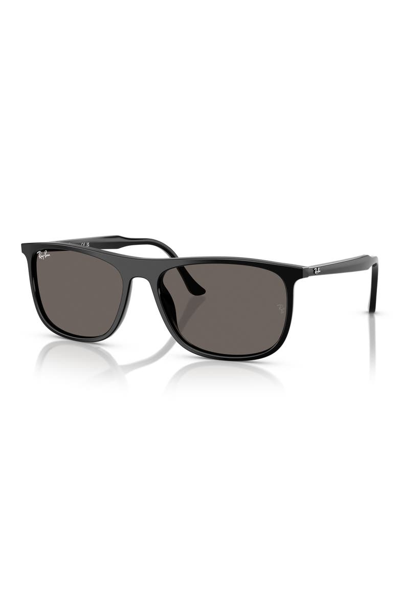 58mm Gradient Rectangular Sunglasses, Alternate, color, BLACK