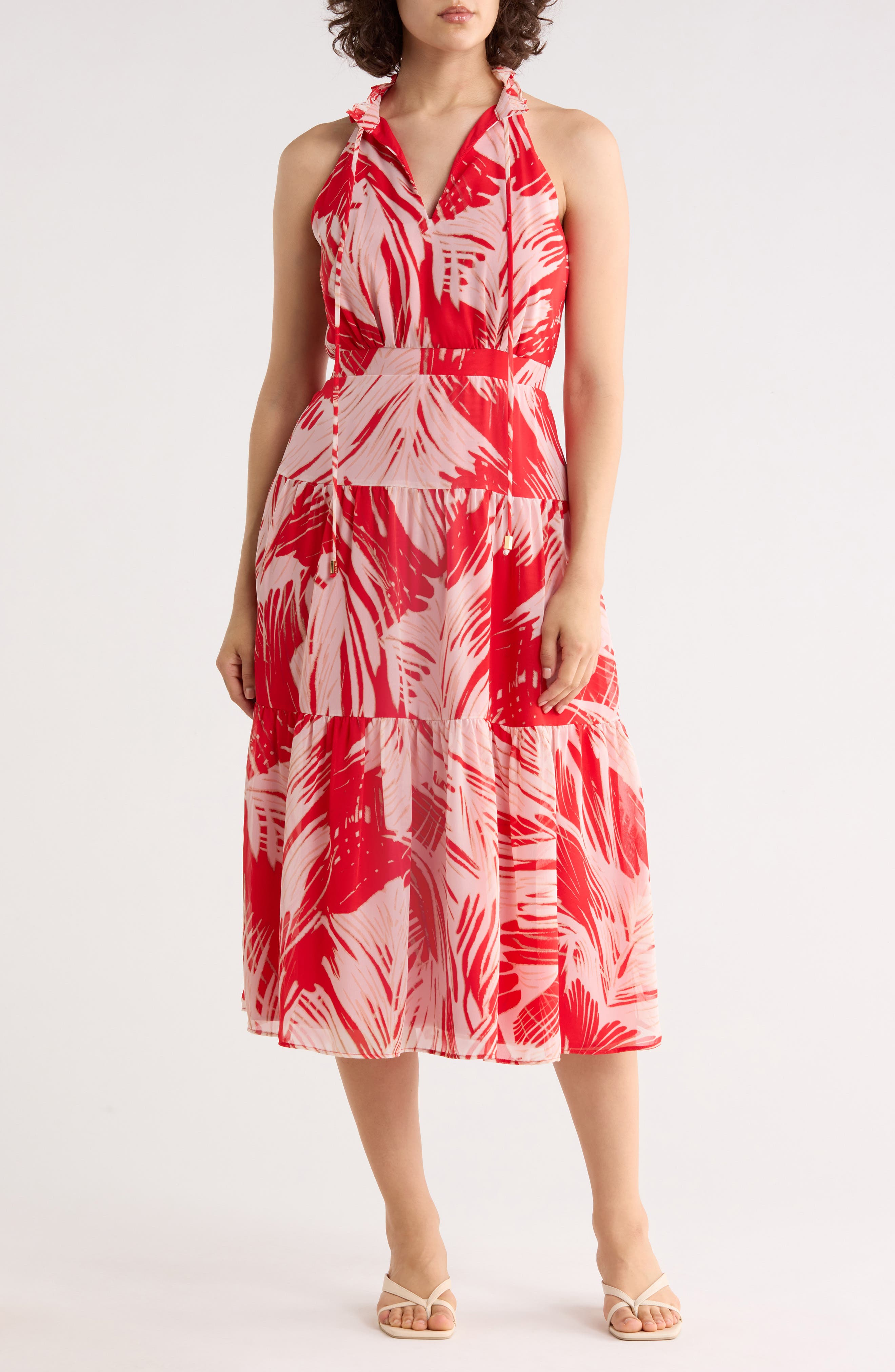 Vince Camuto Sleeveless Tiered Chiffon Midi Dress
