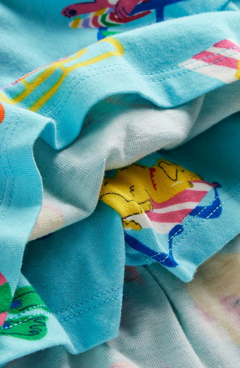 Mini Boden Kids' Tiered Balloon Jersey Skort, Alternate, color, Caribbean Blue Poolside Pets