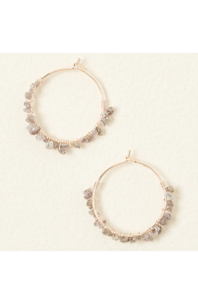 Uncommon Goods Pink Rough Diamond Hoop Earrings by Ariana Ost, Alternate, color,