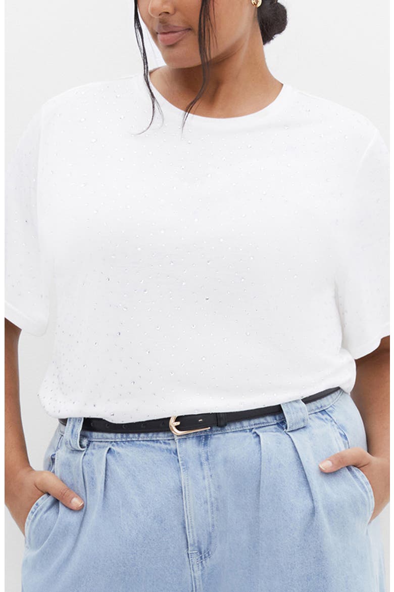 Blinged Up Embellished T-Shirt, Main, color, IVORY