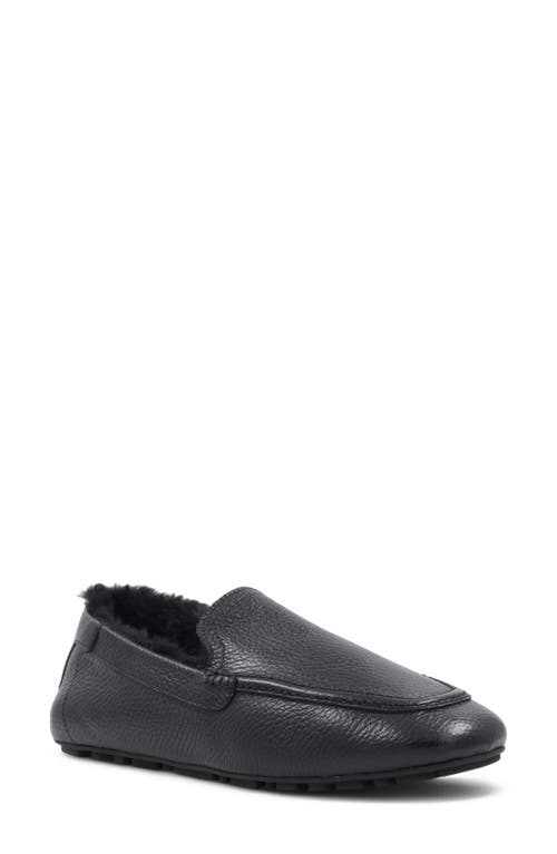 Aquatalia Qalista Weatherproof Faux Shearling Lined Driving Shoe In Black