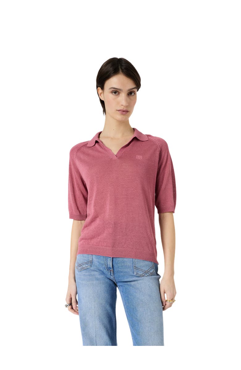 GERARD DAREL Loula Polo Collar Jumper, Main, color, Rosewood