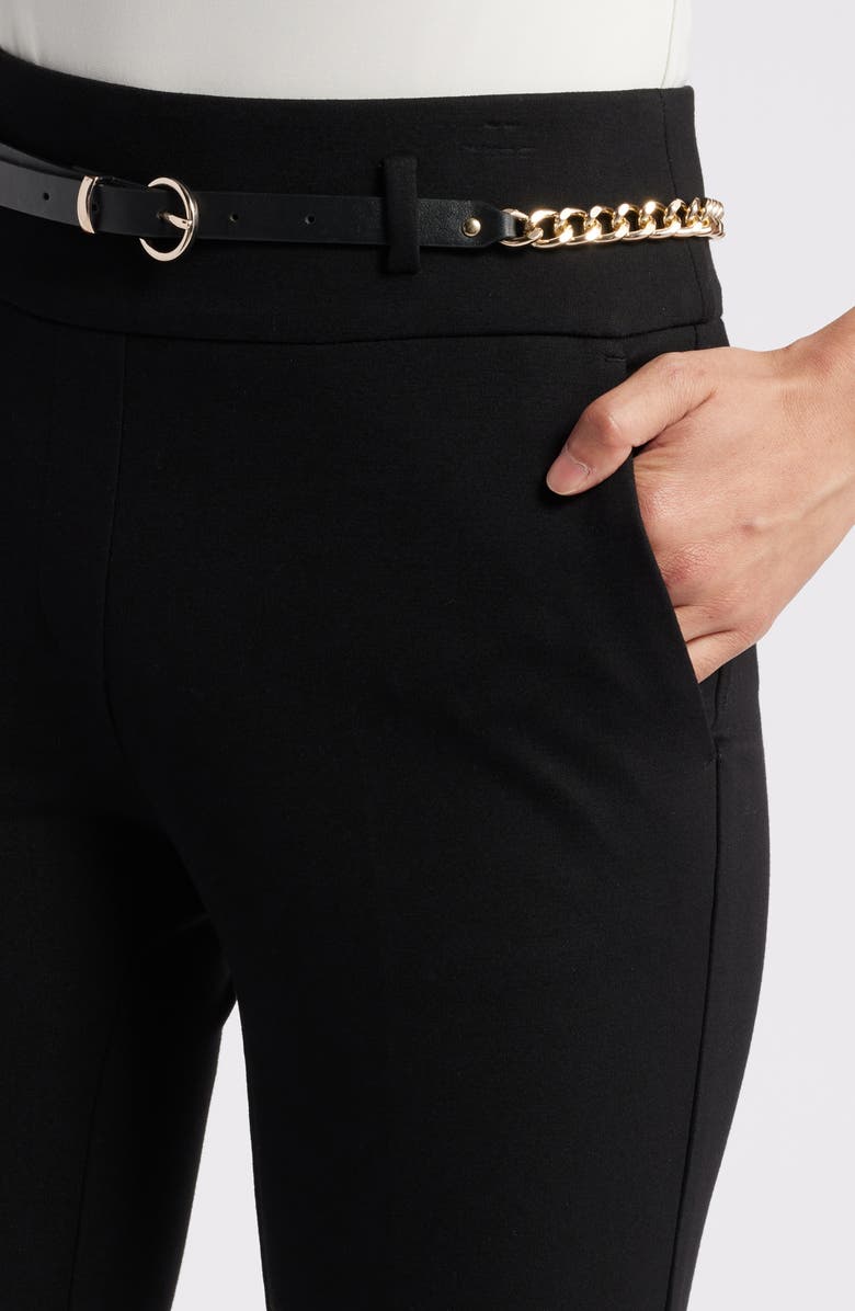 Anne Klein Chain Belt High Waist Straight Leg Pants, Alternate, color, 