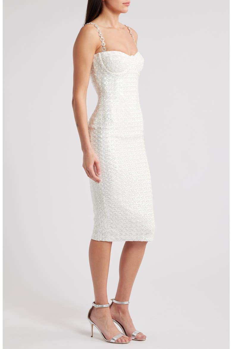Nina Embellished Body-Con Cocktail Dress, Alternate, color, WHITE