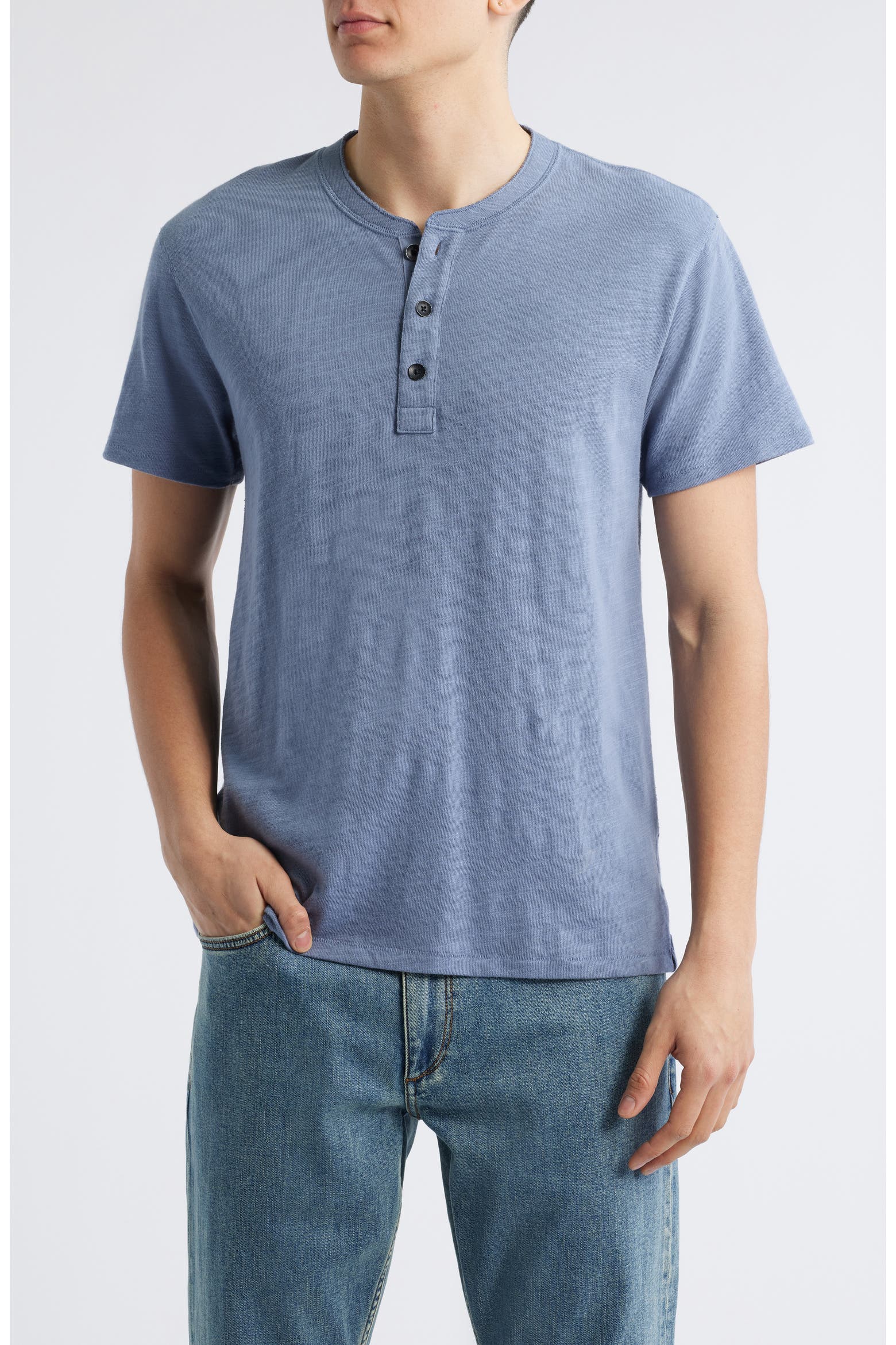 Short Rags rag & bone Classic Short Sleeve Henley (Men) | Nordstromrack