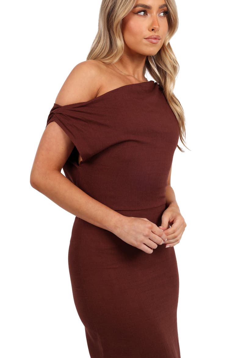 Kassie Off the Shoulder Maxi Dress, Alternate, color, CHOCOLATE BROWN