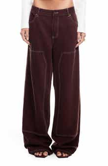 Anchor Contrast Stitch Wide Leg Jeans