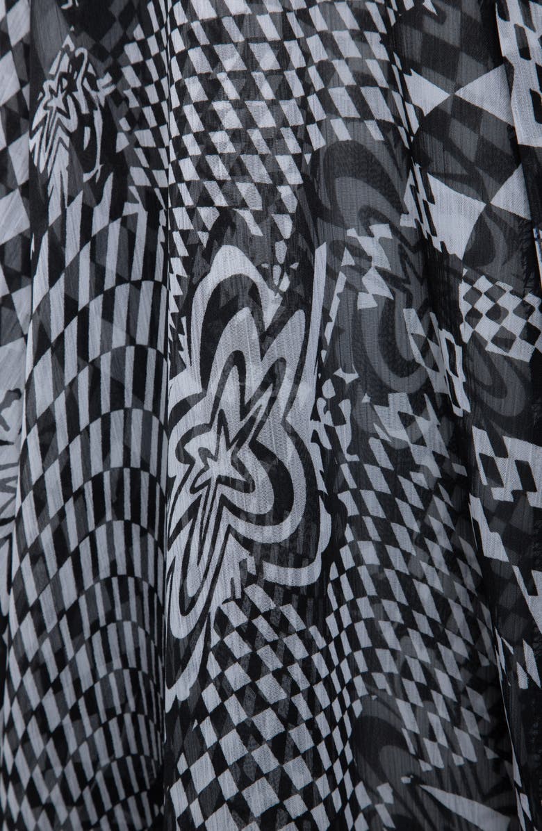 SAACHI Geometric Floral Sheer Tie Front Short Duster, Alternate, color, Black