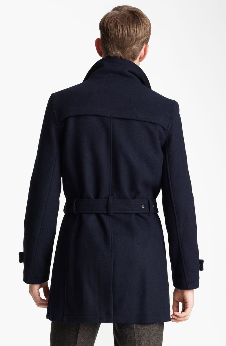 Topman Funnel Neck Trench Coat, Alternate, color,