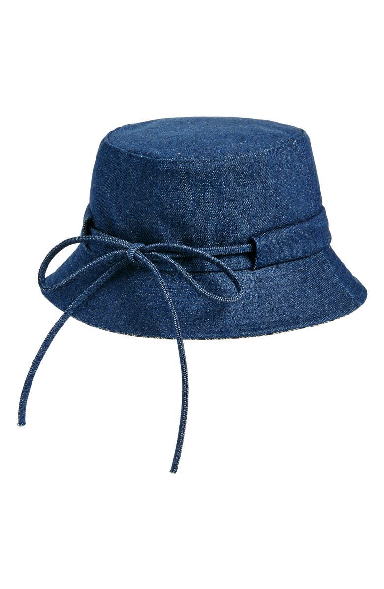 Jacquemus Le Bob Gadjo Denim Bucket Hat, Alternate, color, Navy/ Navy Stripe 38F