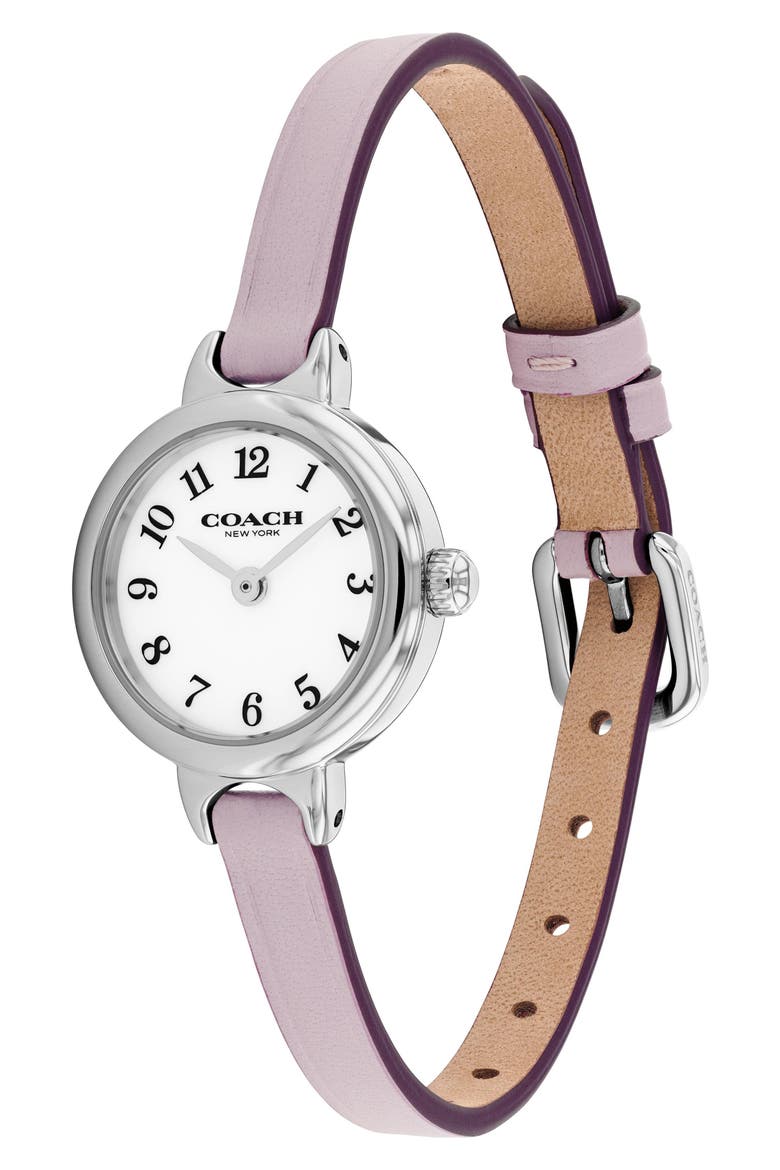 Iris Leather Strap Watch, 22.5mm, Alternate, color, LAVENDAR