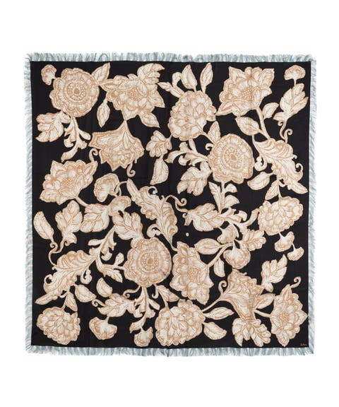 Block Floral Oversized Silk Square