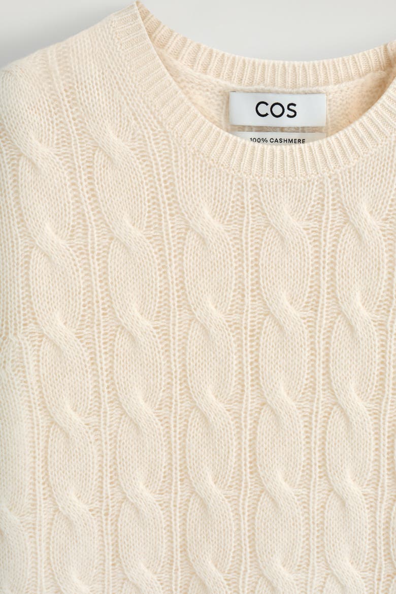 Cable-knit Cashmere T-shirt, Alternate, color, IVORY