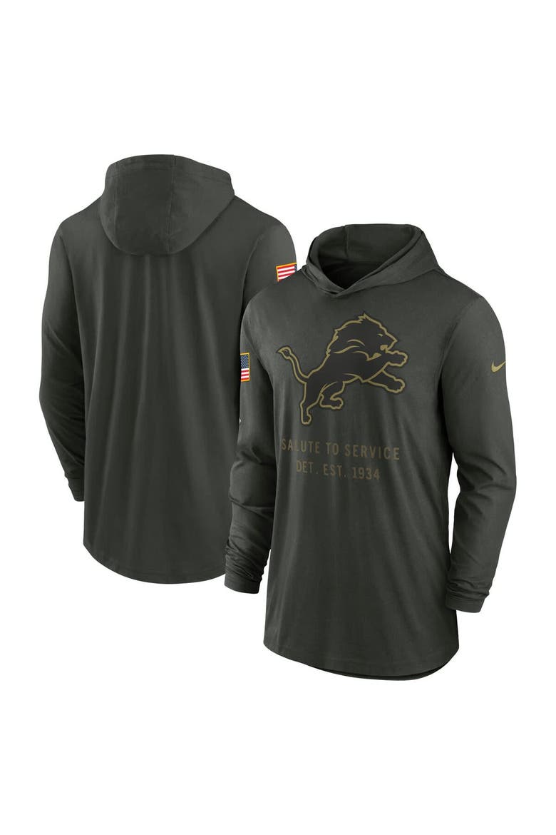 Men's Nike Forest Green Detroit Lions 2025 Salute to Service Sideline Dri-FIT Lightweight Hooded Pullover, Main, color, Forest Green