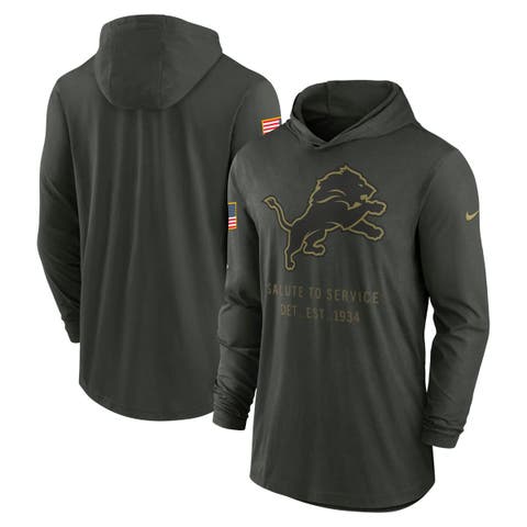 Men's Nike Forest Green Detroit Lions 2025 Salute to Service Sideline Dri-FIT Lightweight Hooded Pullover