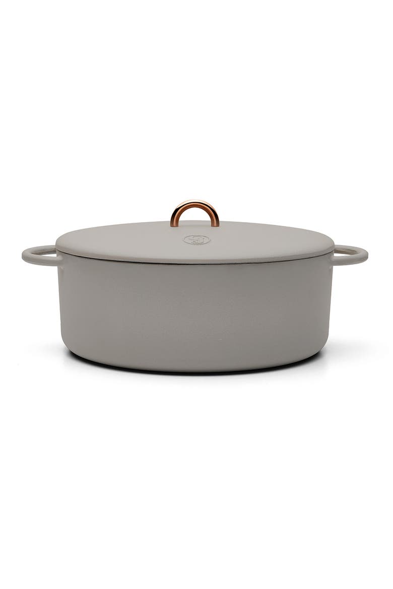 The Dutchess 6.75-Quart Enamel Cast Iron Dutch Oven with Lid, Alternate, color, EARL GREY