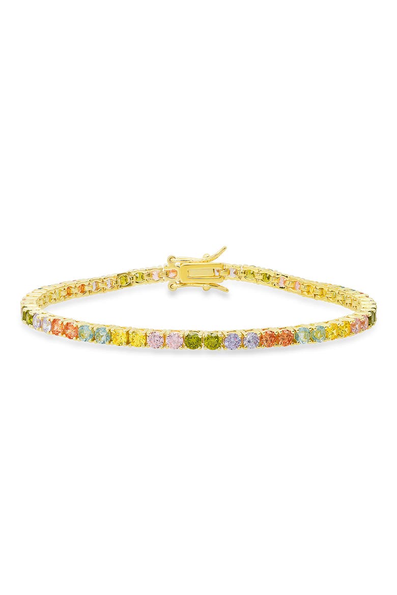 Sterling Silver Multicolor Tennis Bracelet, Main, color, GOLD