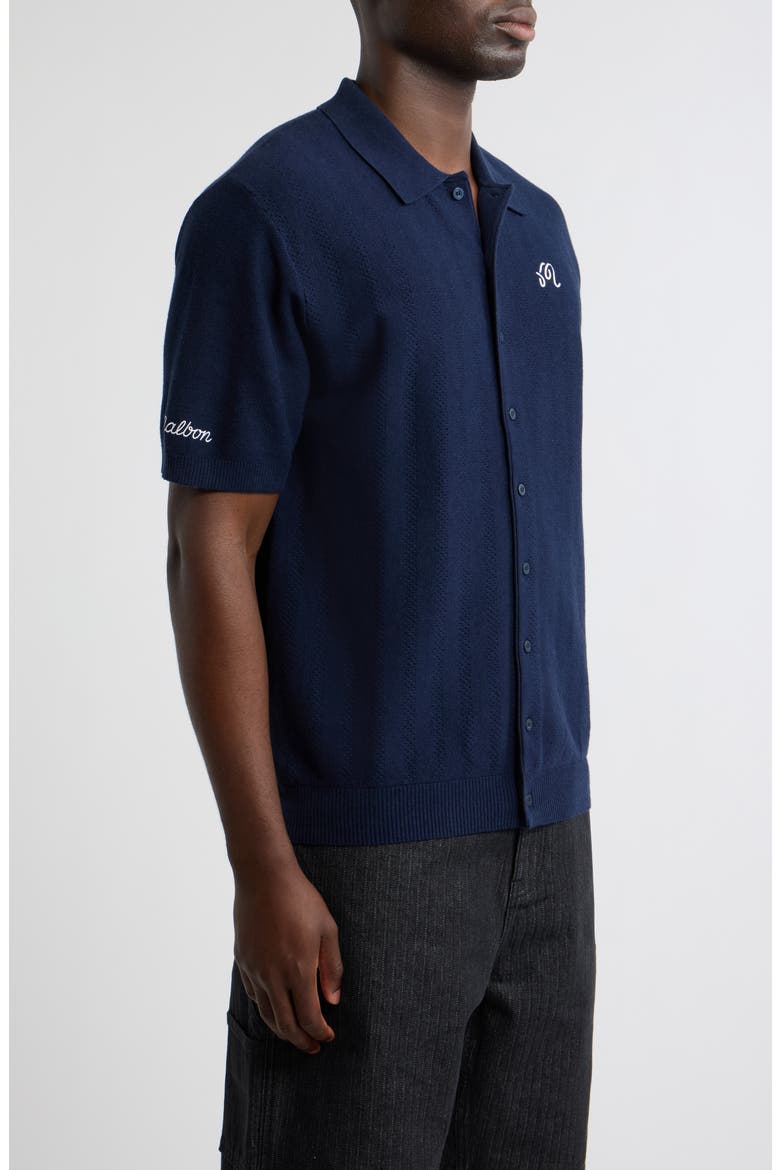 Crosscut Knit Polo, Alternate, color, BLUEBERRY