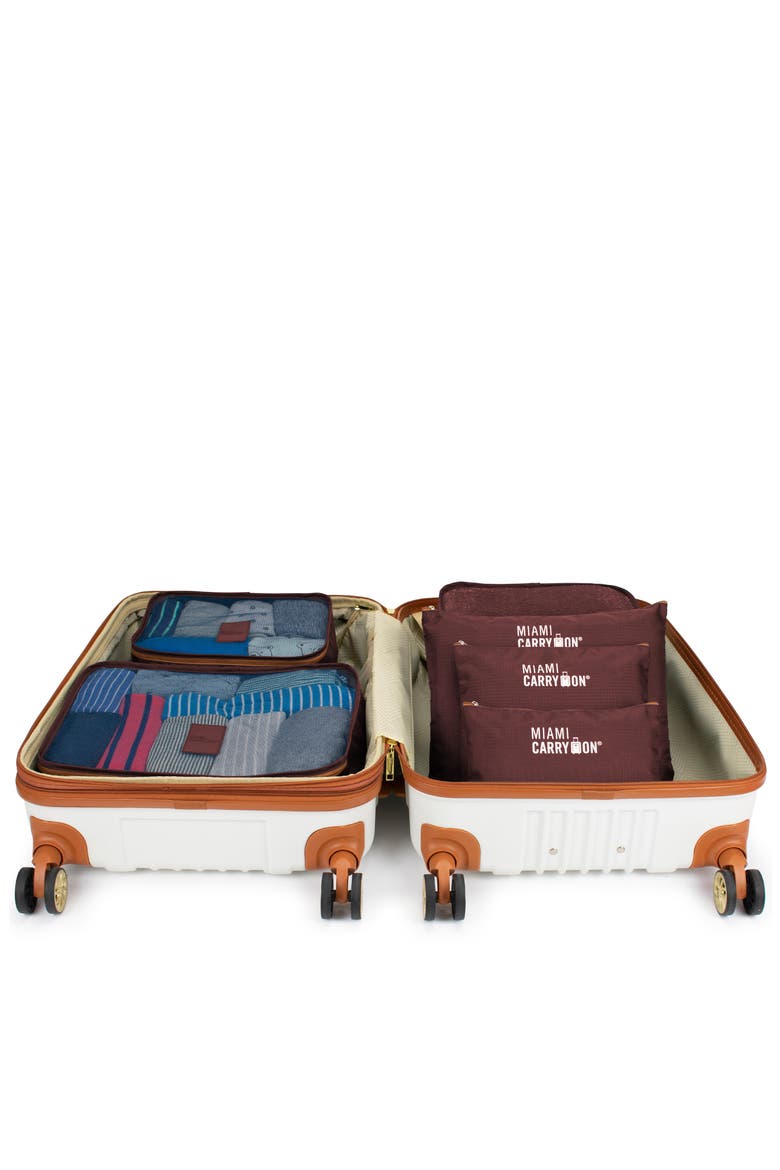 Travelers 6 Piece Organizational Packing Cubes, Alternate, color, Burgundy/Tan