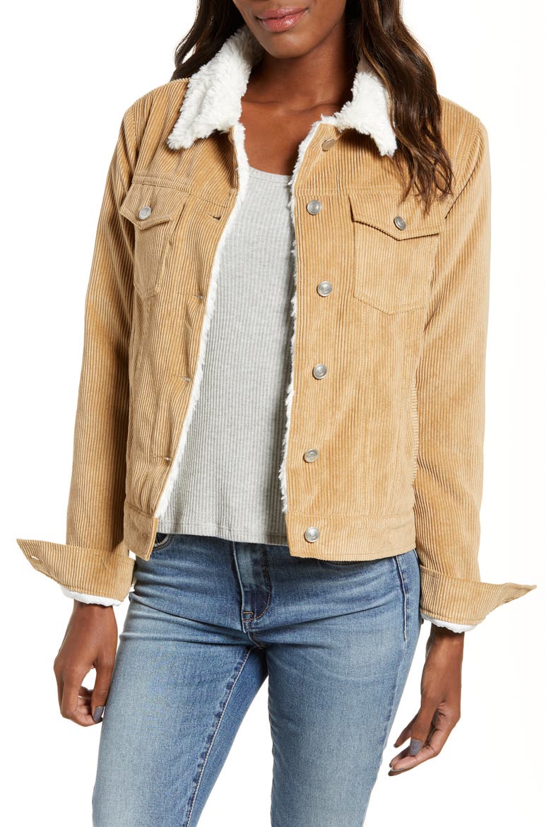 Paddington Fleece Lined Corduroy Jacket, Main, color, KHAKI