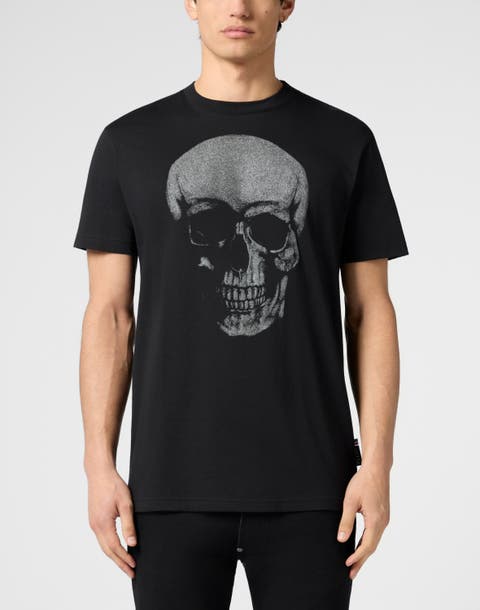 Round Neck T-Shirt Glitter Skull Men