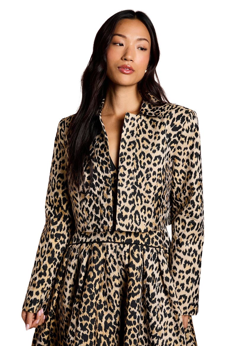 Animal Jacquard Cropped Jacket, Main, color, Mink