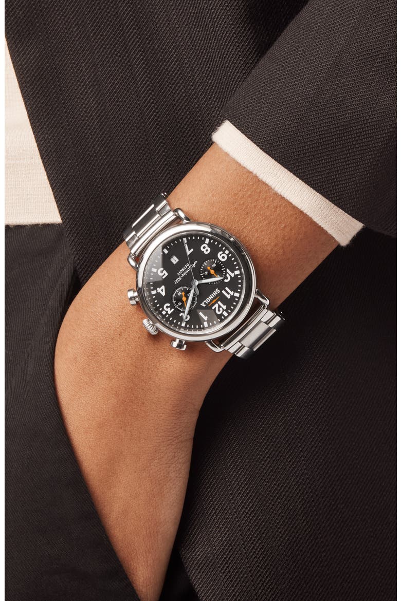 Runwell Chronograph Bracelet Watch, 41mm, Alternate, color, BLACK
