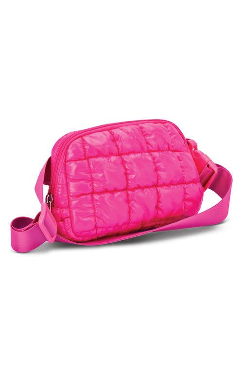 Iscream Kids' Hot Pink Shiny Quilted Nylon Belt Bag In Pink