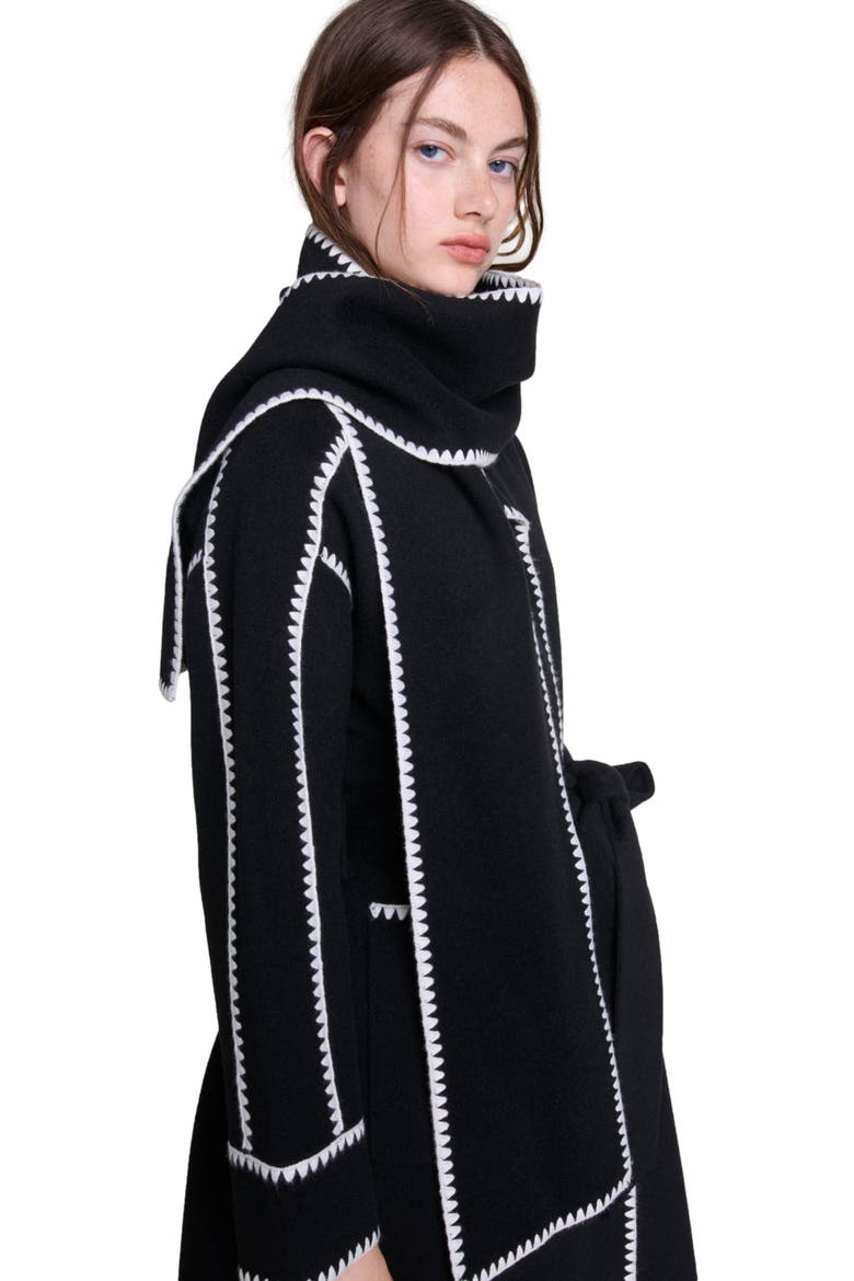 Two-tone double-faced coat, Alternate, color, Black / white