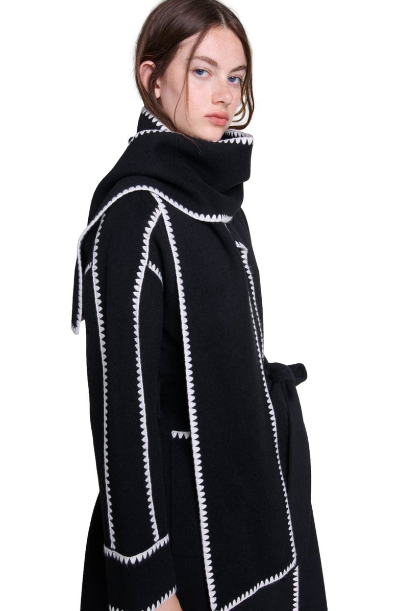 maje Two-tone double-faced coat, Alternate, color,