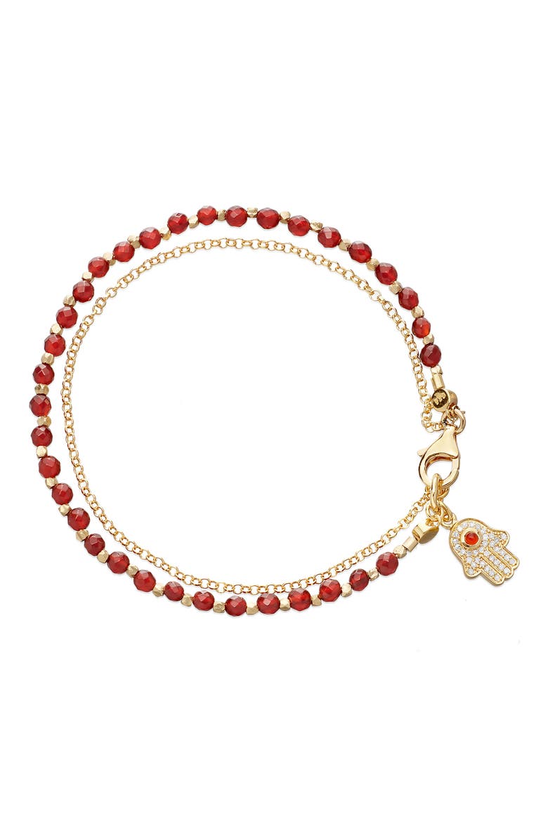 Hamsa Biography Bracelet, Main, color, YELLOW GOLD/ RED AGATE