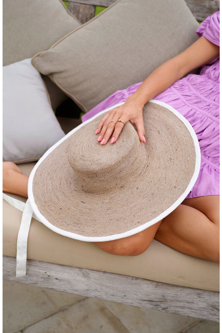 The Lolo Wide-brim Jute Boater Hat, Alternate, color, Beige