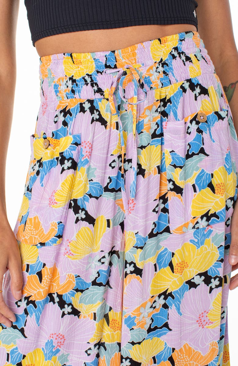 Roxy Synset Daze Floral Wide Leg Pants, Alternate, color, Anthracite