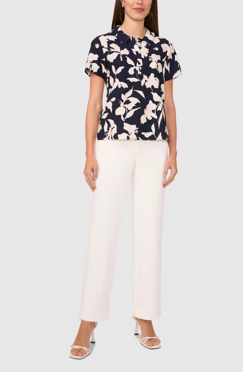 Halogenr Halogen(r) Floral Short Sleeve Shirt In Classic Navy