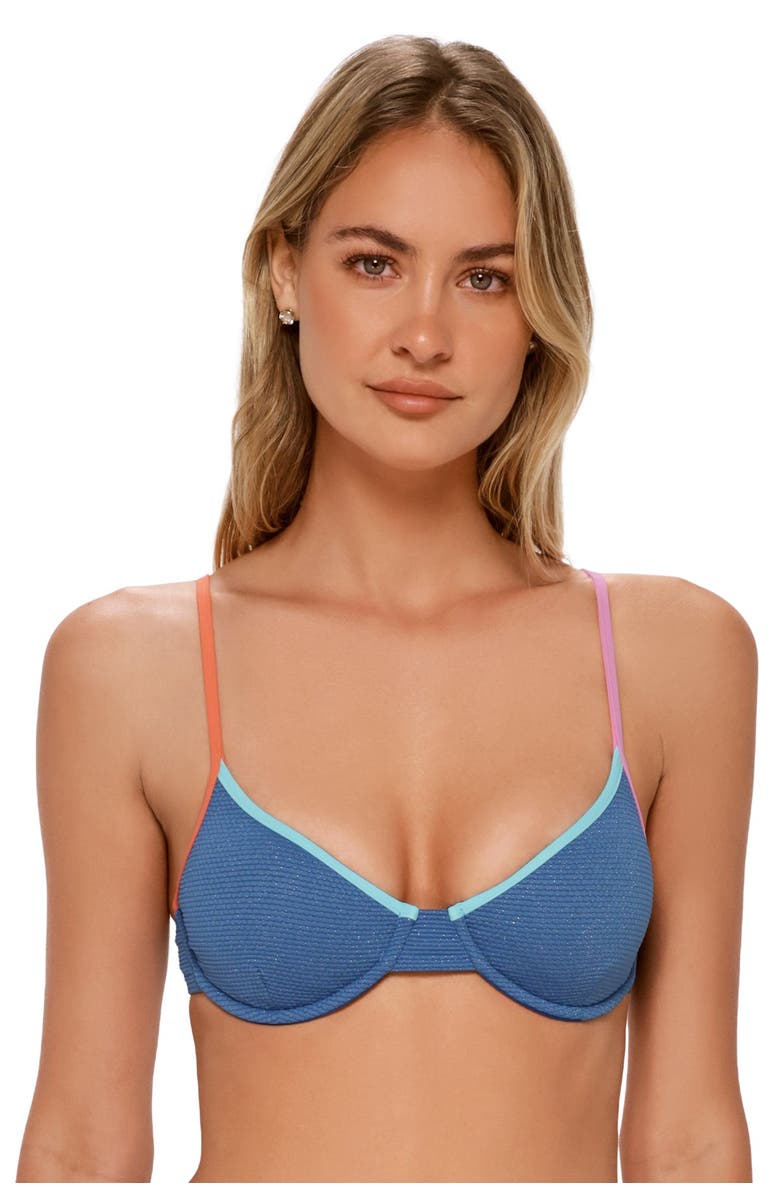 Swim Systems Addie Underwire Bikini Swimsuit Top, Alternate, color, Desert Sky Lurex