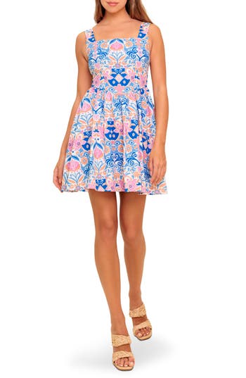 Flying Tomato Floral Square Neck Minidress In Multi